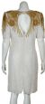 Knee Length Half Sleeves Beaded Cocktail Dress with Keyhole back in Ivory/Gold